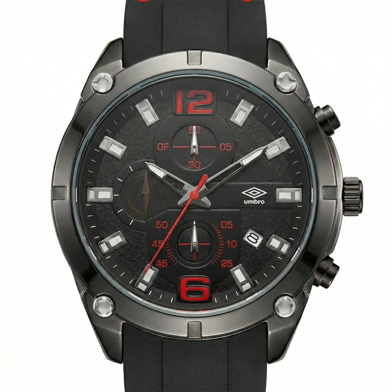 RELOJ ANALOGO HOMBRE UMBRO PLUS NEGRO/ROJO UMBP-1500-90 - 1
