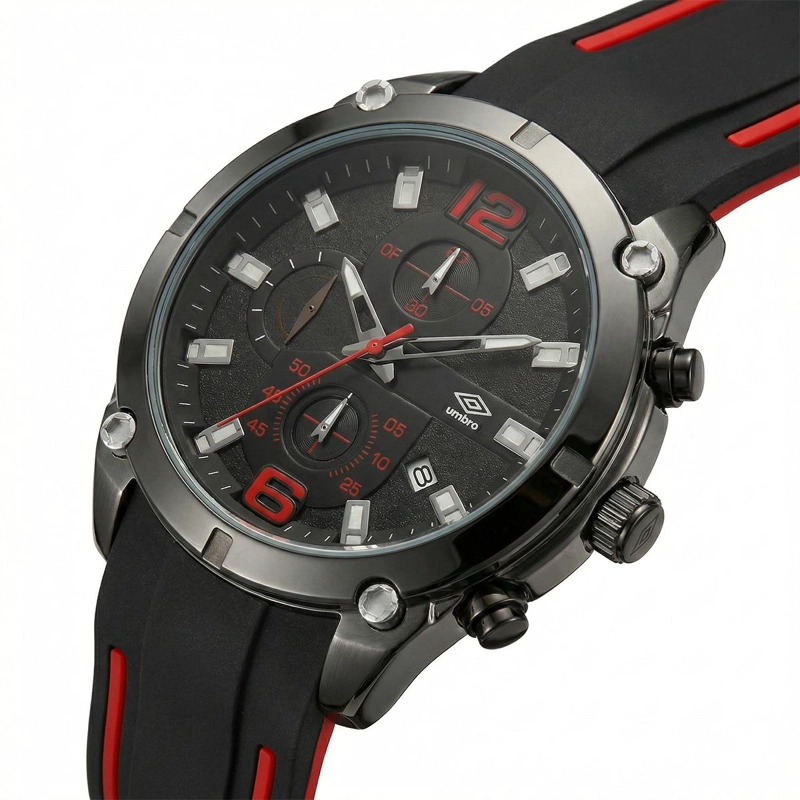 RELOJ ANALOGO HOMBRE UMBRO PLUS NEGRO/ROJO UMBP-1500-90 - 2
