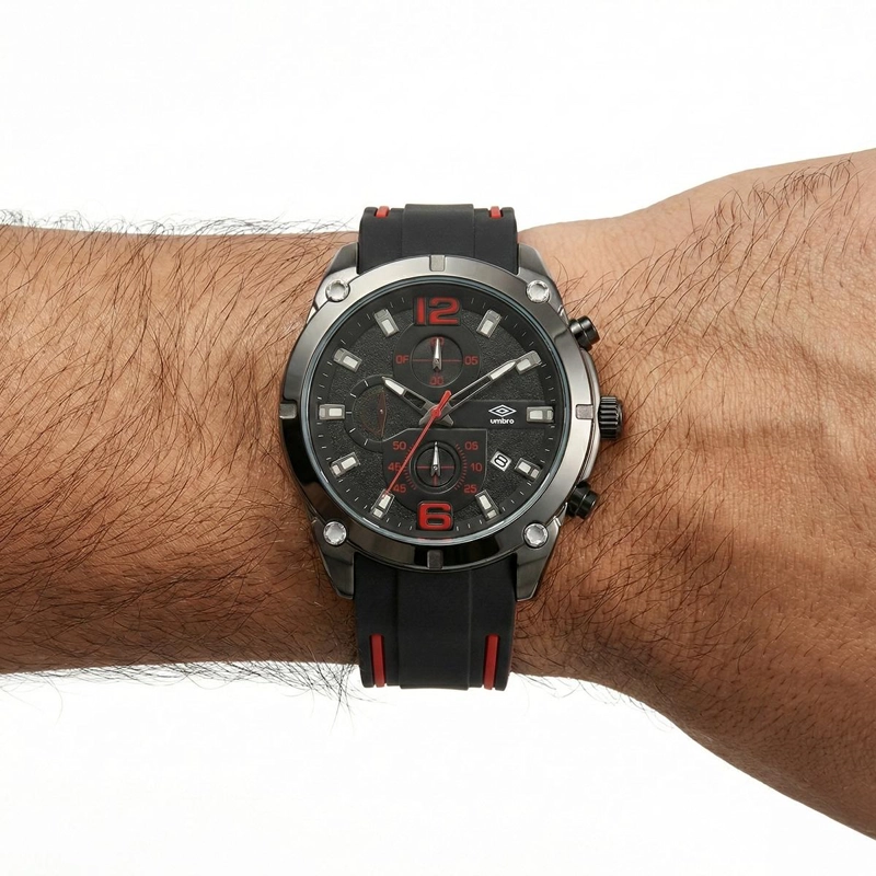RELOJ ANALOGO HOMBRE UMBRO PLUS NEGRO/ROJO UMBP-1500-90 - 5