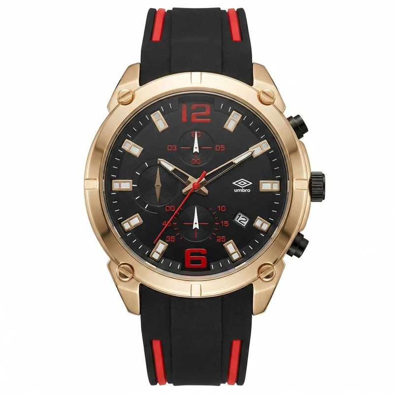 RELOJ ANALOGO HOMBRE UMBRO PLUS NEGRO /ROJO UMBP-1500-91 - 1