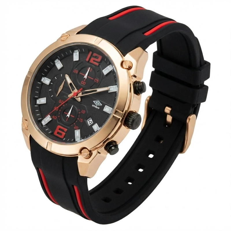 RELOJ ANALOGO HOMBRE UMBRO PLUS NEGRO /ROJO UMBP-1500-91 - 2