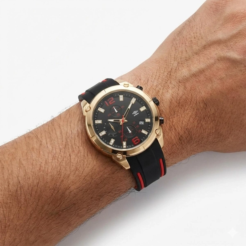 RELOJ ANALOGO HOMBRE UMBRO PLUS NEGRO /ROJO UMBP-1500-91 - 4