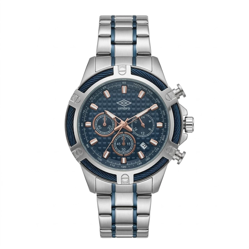 RELOJ ANALOGO HOMBRE UMBRO PLUS PLATEADO/AZUL UMBP-1500-127 - 1