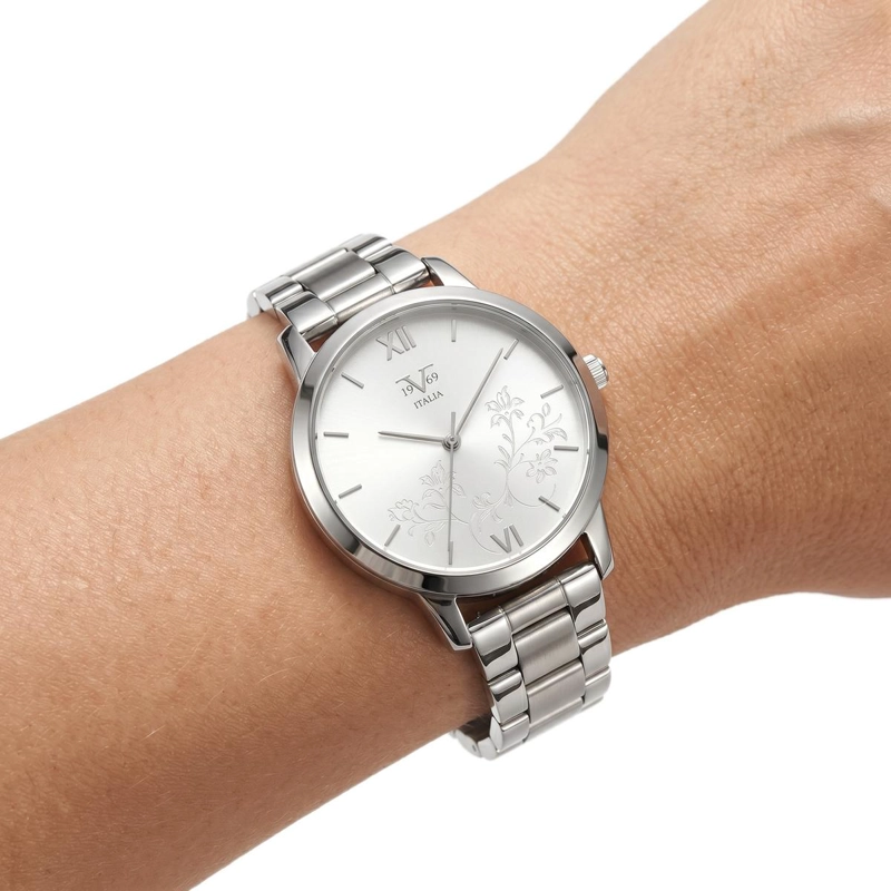 RELOJ ANALOGO MUJER 19V69 ITALIA PLATEADO -129 - 5