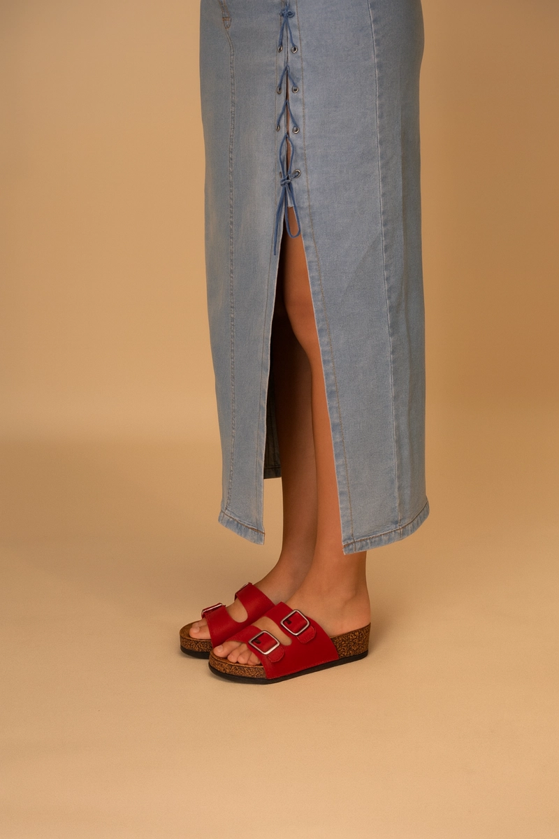 SANDALIAS MUJER CHANCLETA ROJO CARDENAL - 2