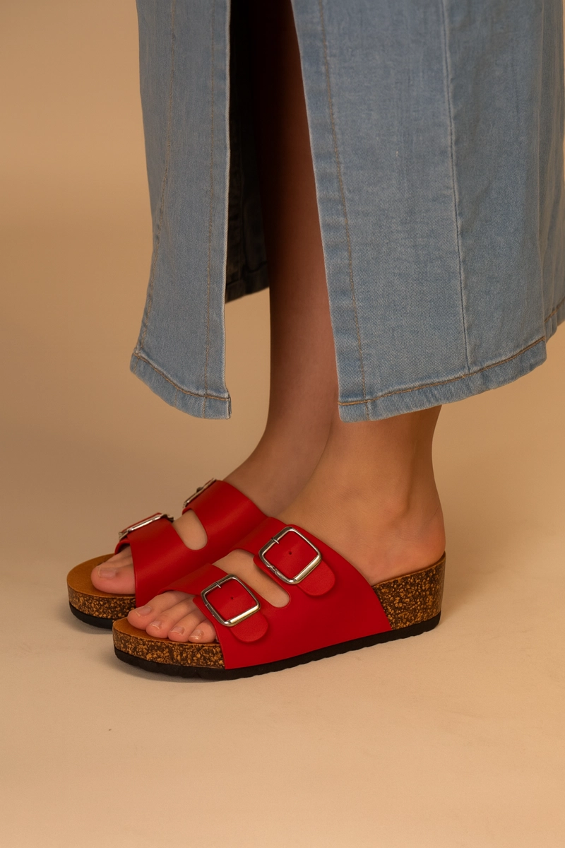 SANDALIAS MUJER CHANCLETA ROJO CARDENAL - 5