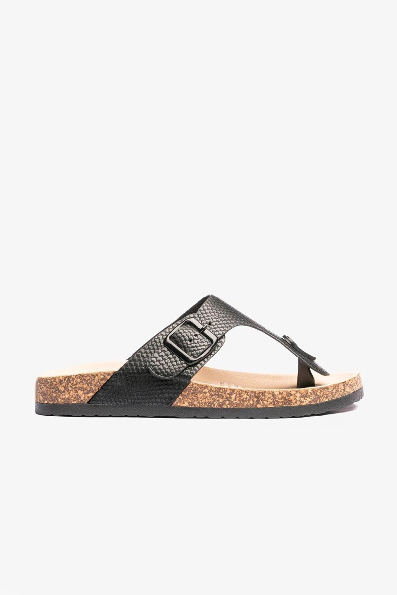 SANDALIAS MUJER CHANCLETA NEGRO RAZO - 1