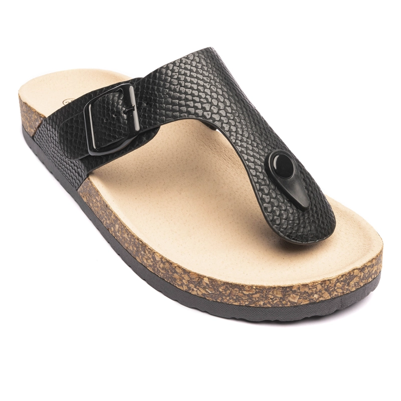 SANDALIAS MUJER CHANCLETA NEGRO RAZO - 3