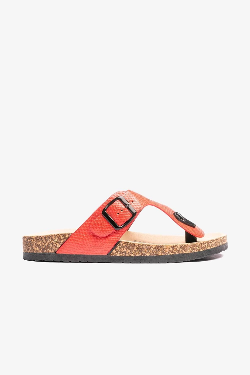 SANDALIAS MUJER CHANCLETA ROJO RAZO - 1