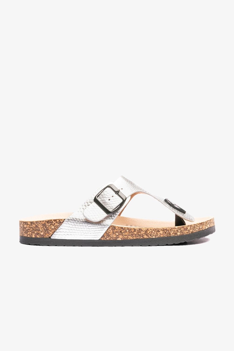 CHANCLETA SANDALIAS MUJER CHANCLETA PLATEADO RAZO