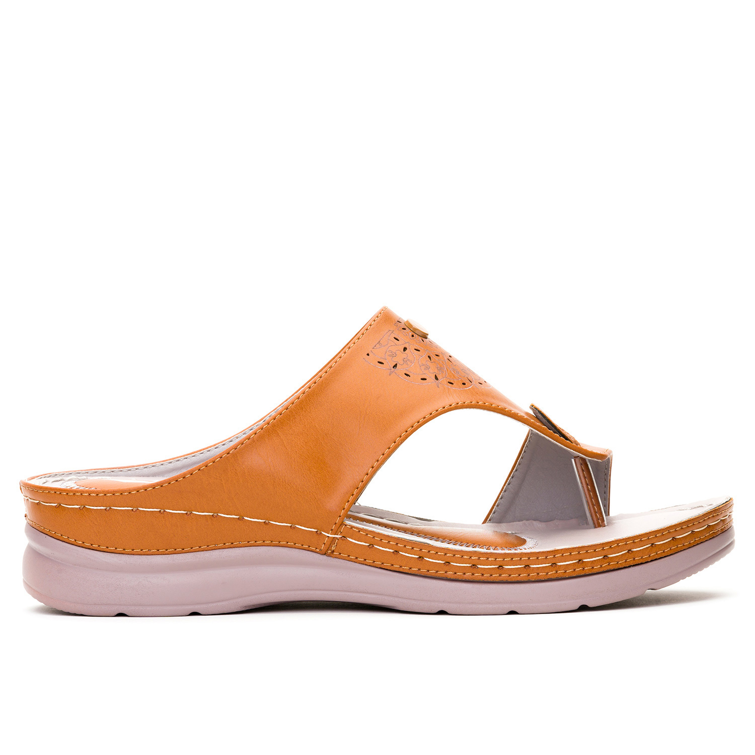SANDALIA MUJER KIBO CAMEL CHANCLETA - 1