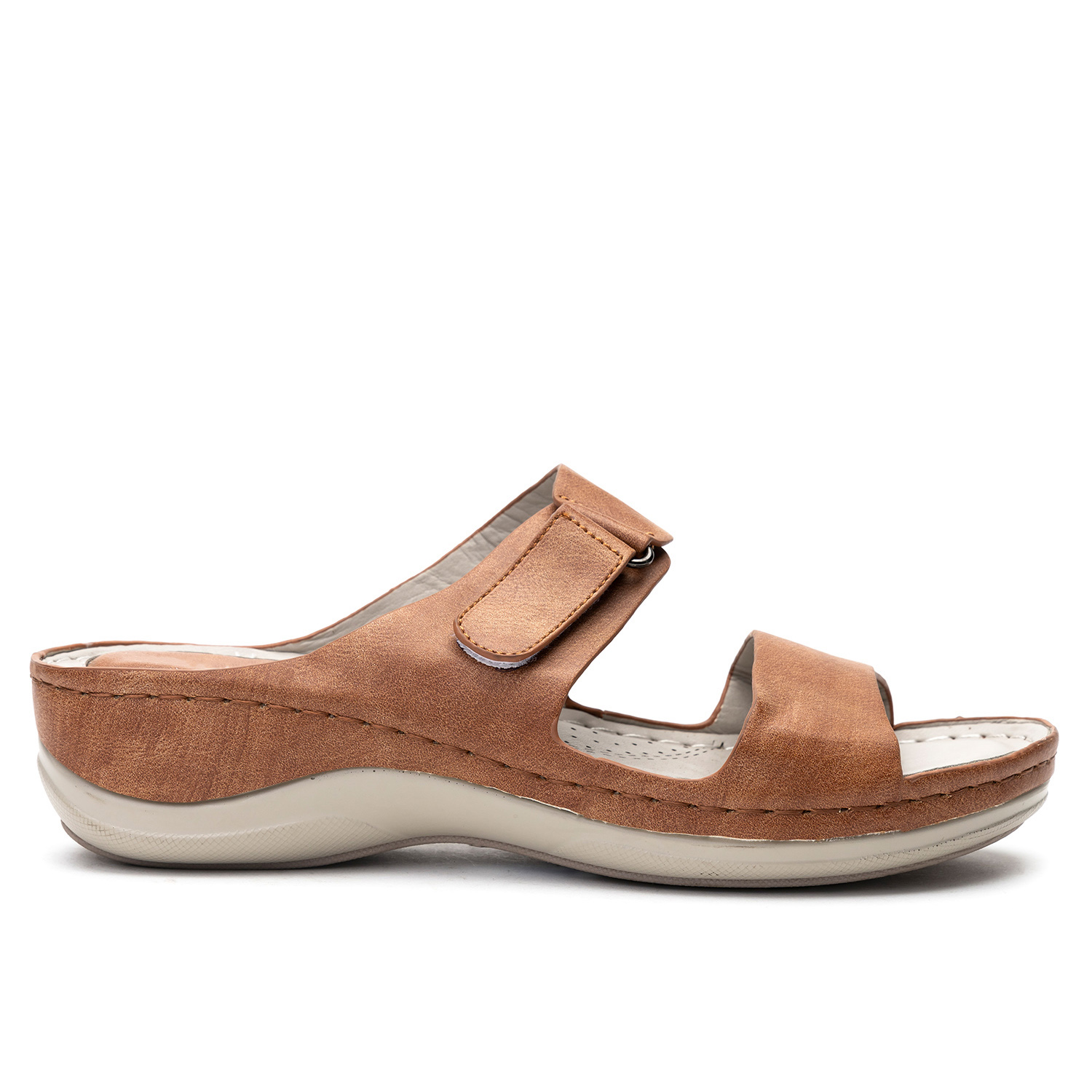 SANDALIA MUJER KENYA CAMEL CHANCLETA - 1