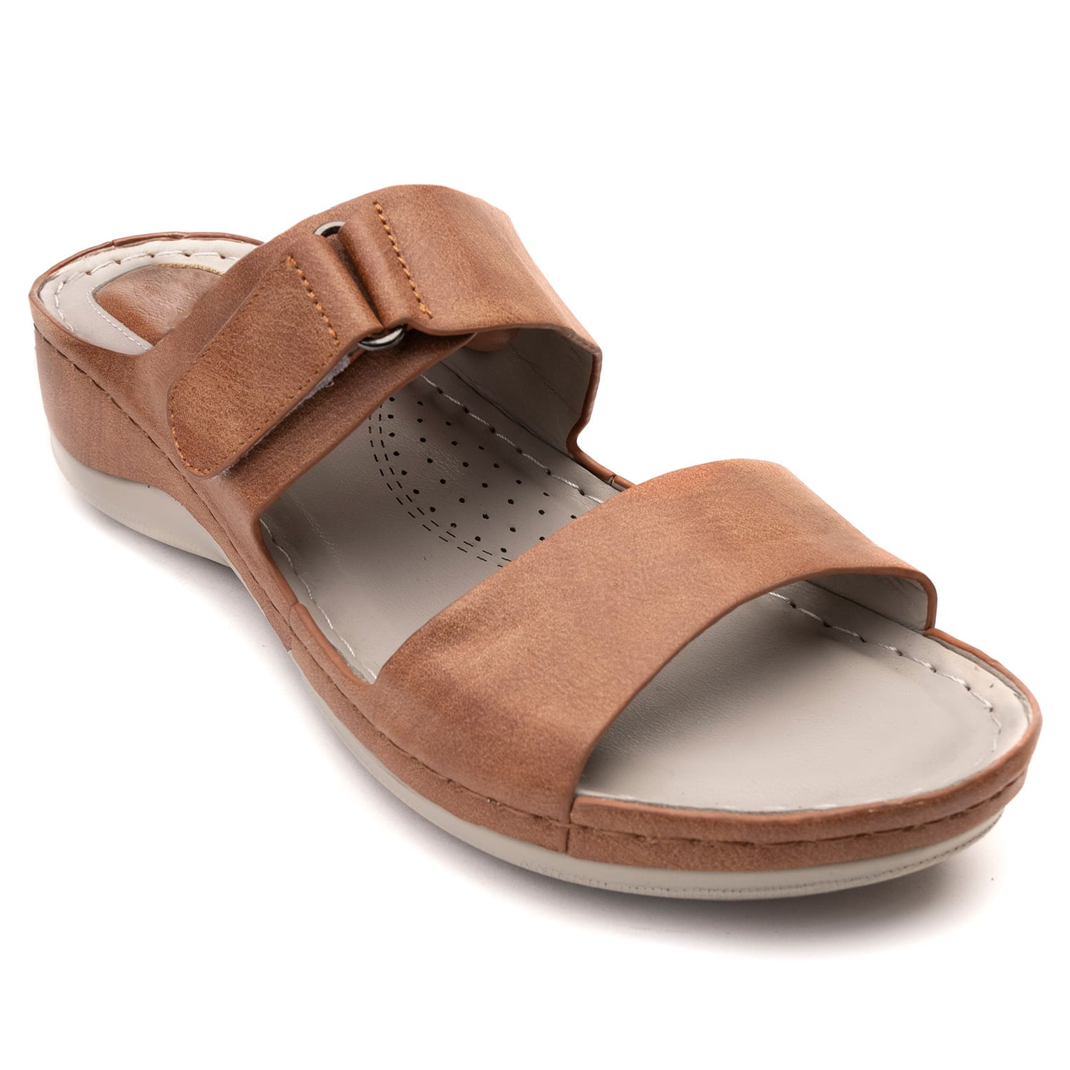 SANDALIA MUJER KENYA CAMEL CHANCLETA - 3