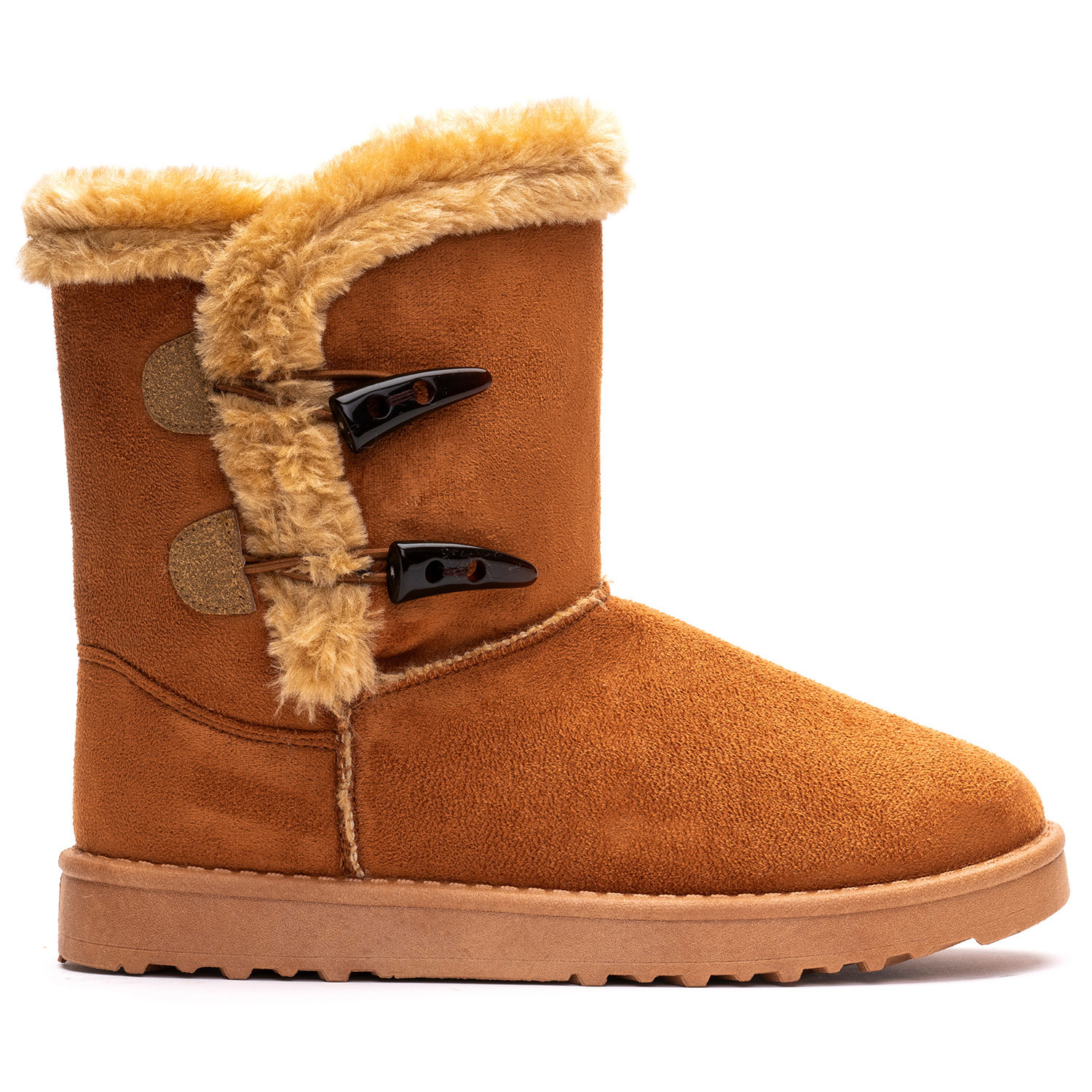 BOTAS MUJER CHANCLETA CAMEL FELPU - 1