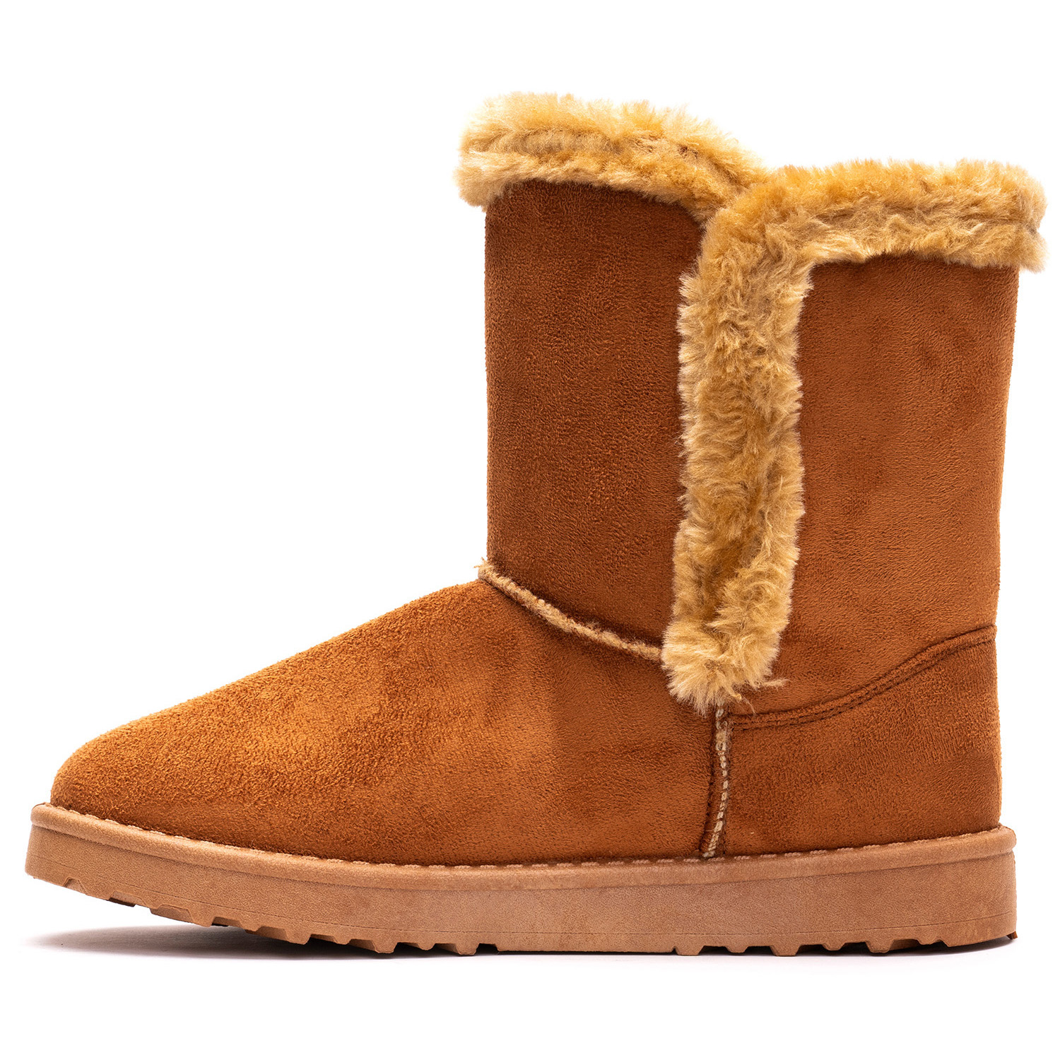 BOTAS MUJER CHANCLETA CAMEL FELPU - 2