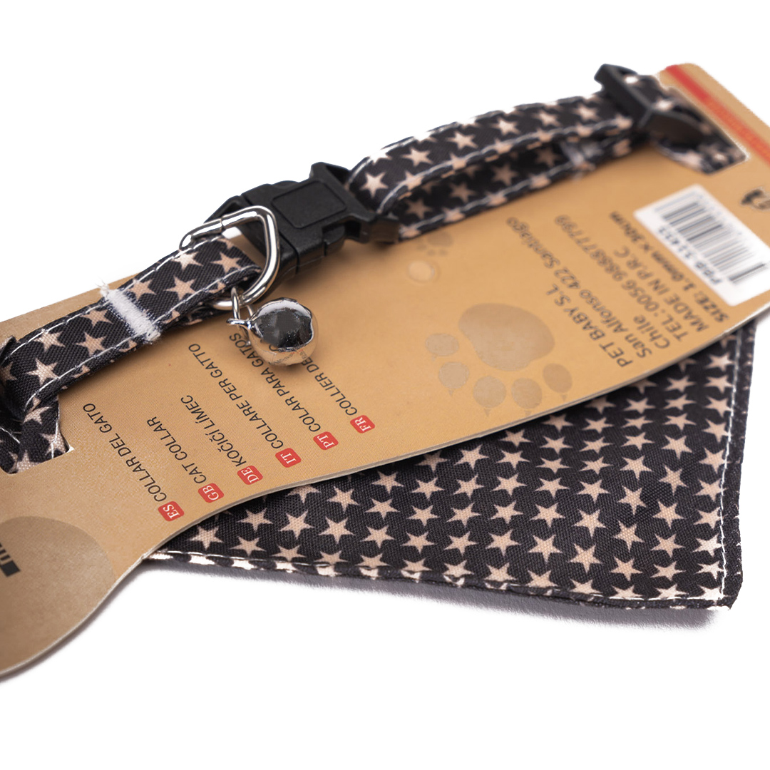 COLLAR DE GATO CON BANDANA NEGRO CON ESTRELLAS CHINITOWN - 2
