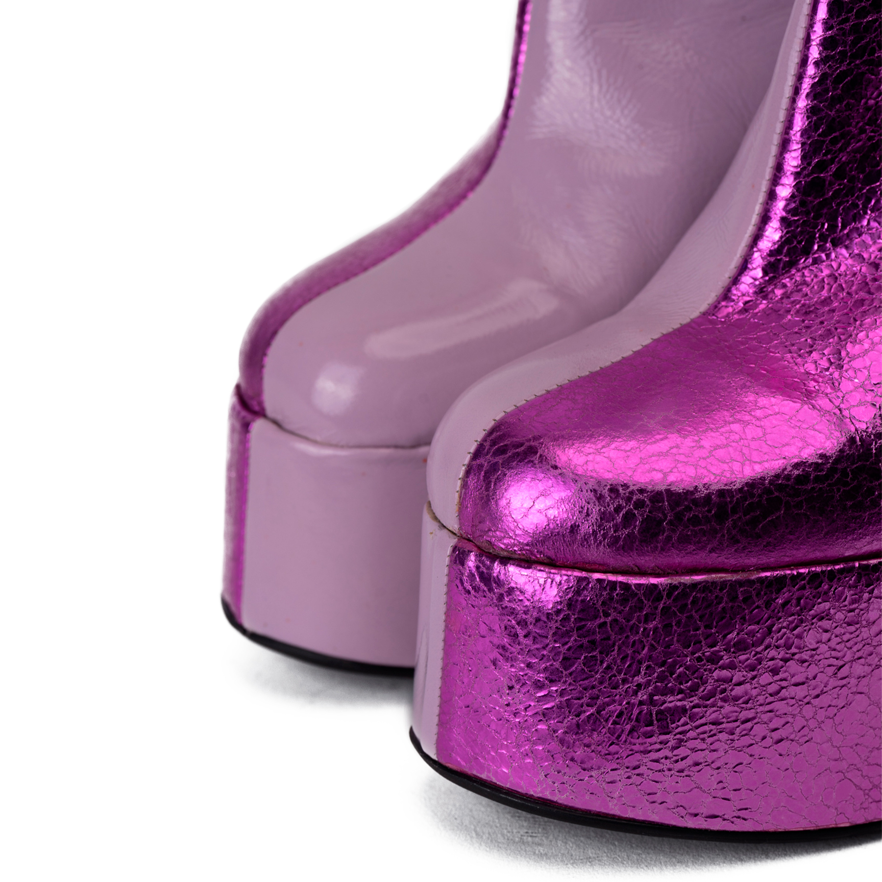 ZAPATO LANDAZURI CUERO MORADO TACO MESALINA BI LILA URBANO - 4