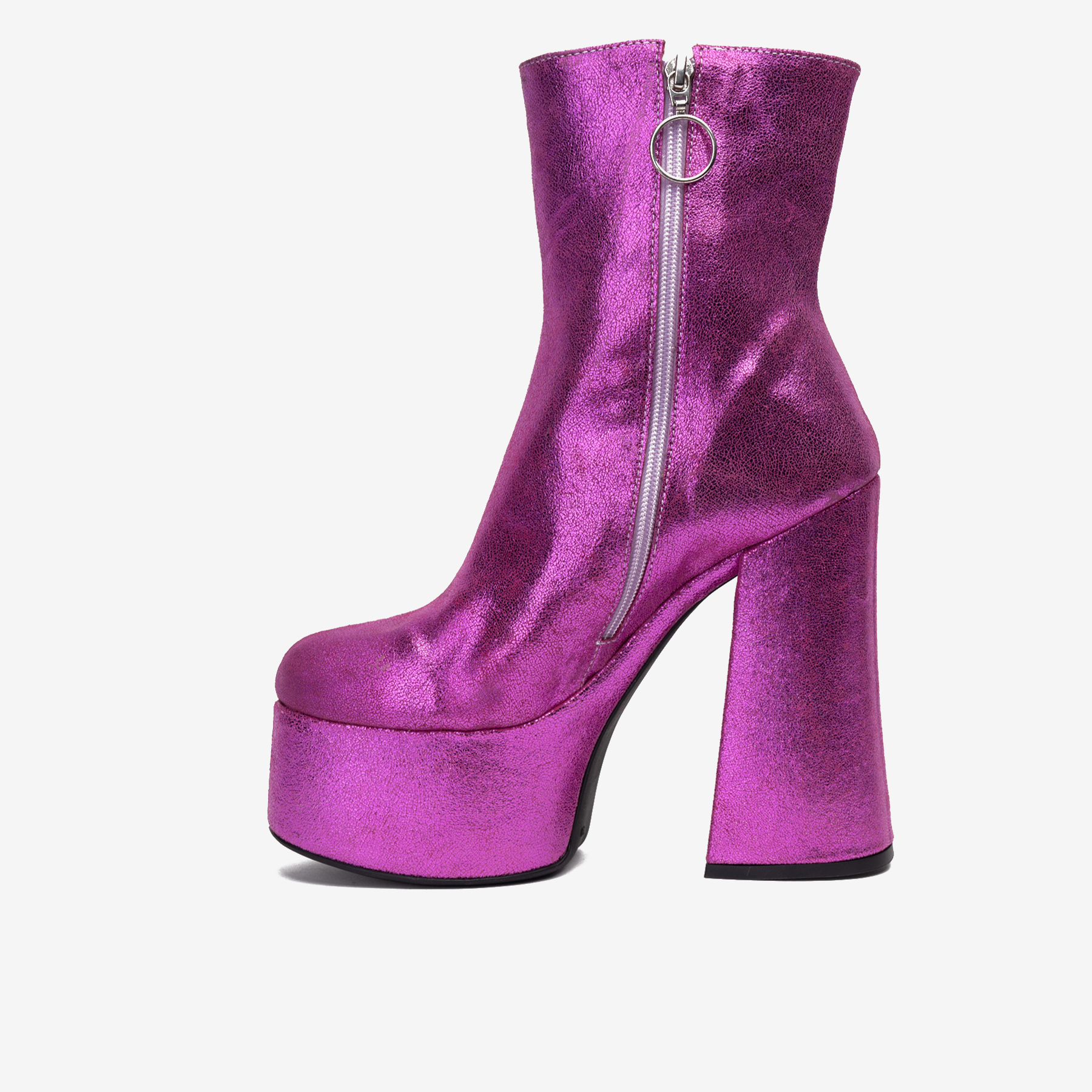 ZAPATO LANDAZURI CUERO MORADO TACO MESALINA BI GLITTER URBANO - 2