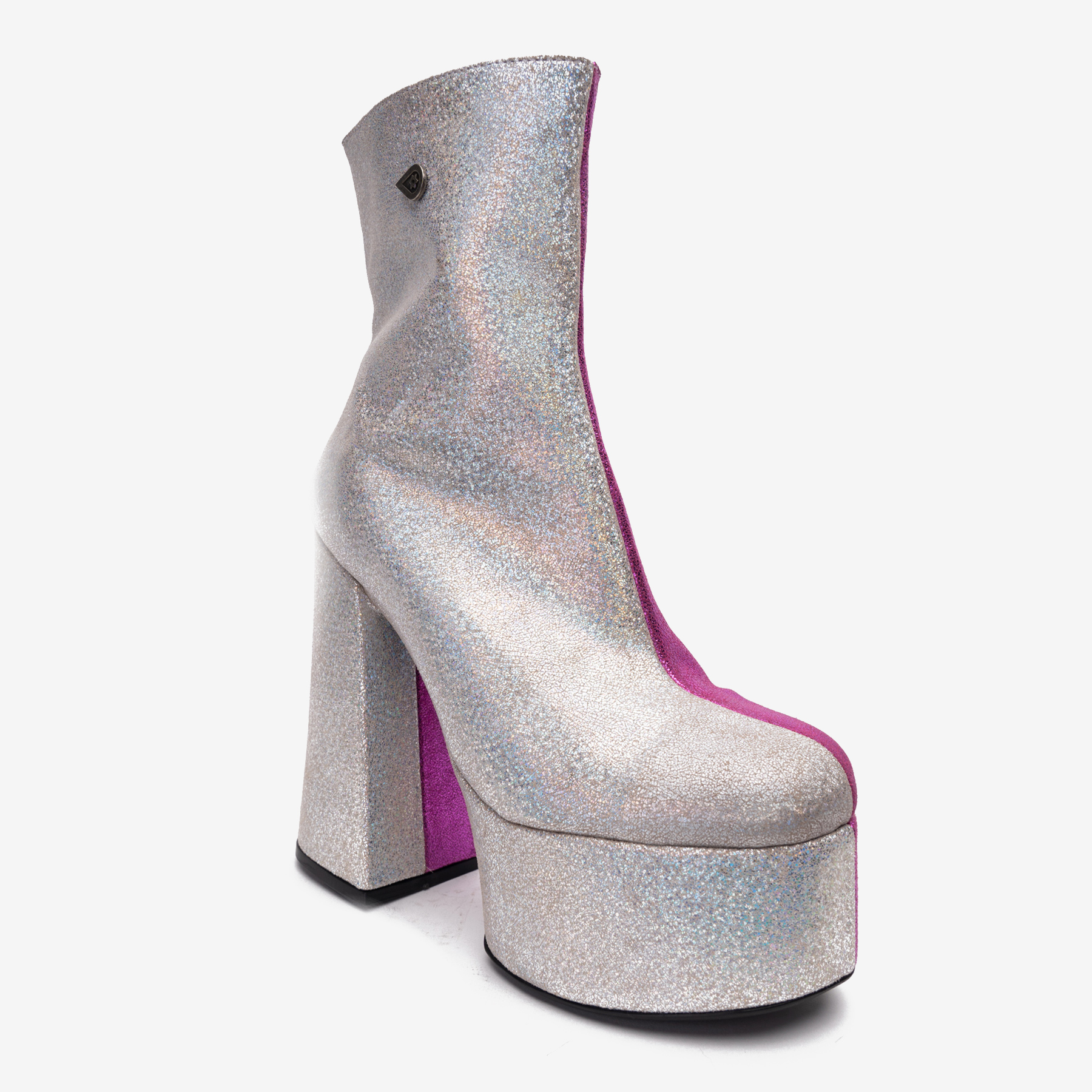 ZAPATO LANDAZURI CUERO MORADO TACO MESALINA BI GLITTER URBANO - 3