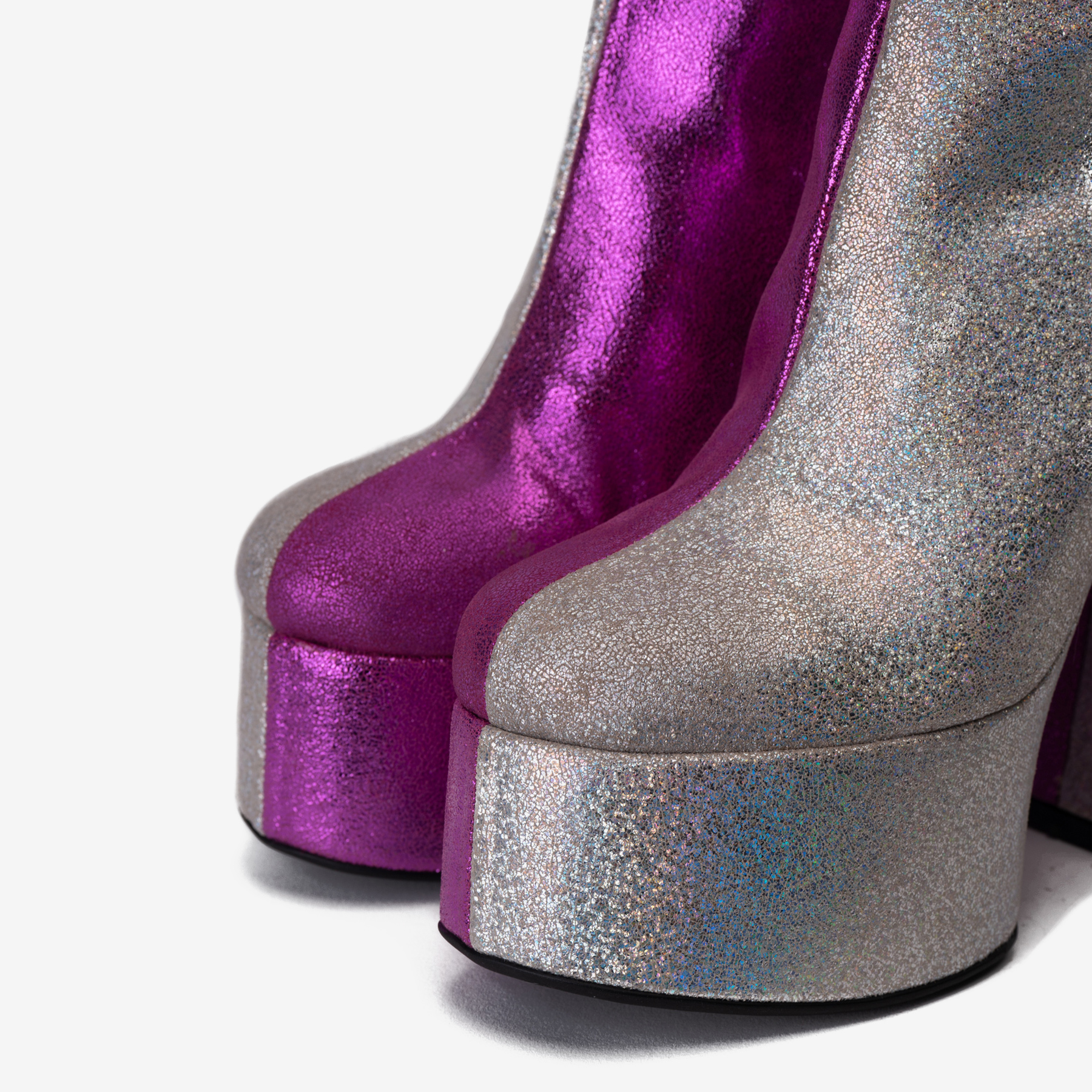 ZAPATO LANDAZURI CUERO MORADO TACO MESALINA BI GLITTER URBANO - 4