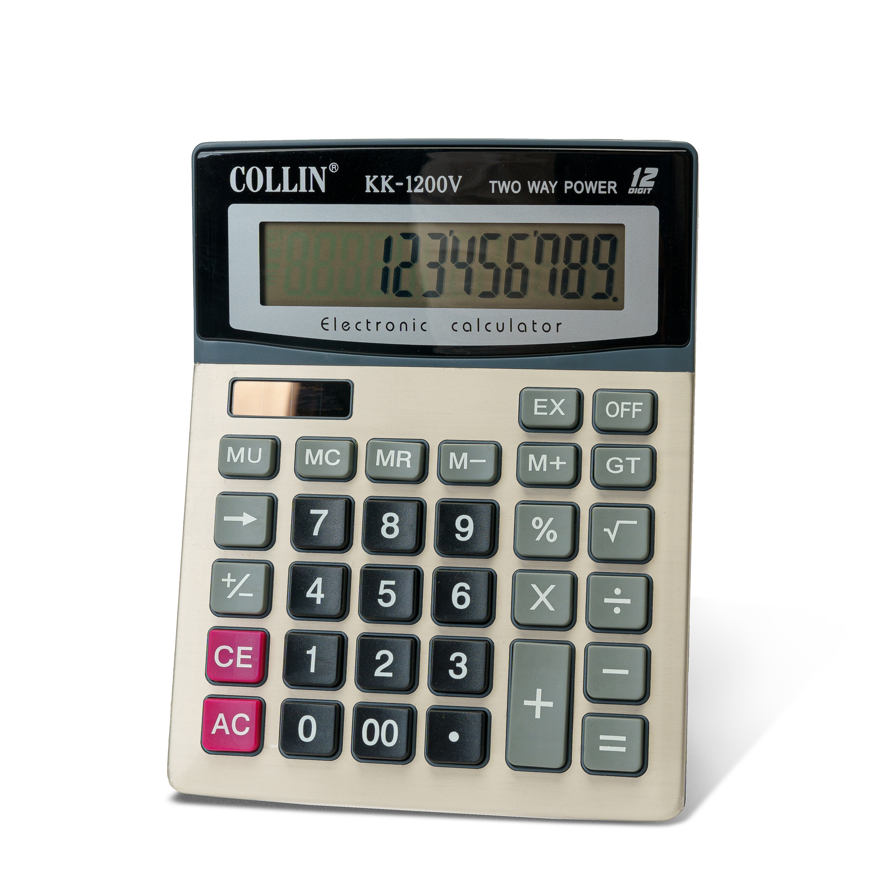 CALCULADORA CHINITOWN 16025GRIS SOLAR GRIS DE 12 DÍGITOS - 1