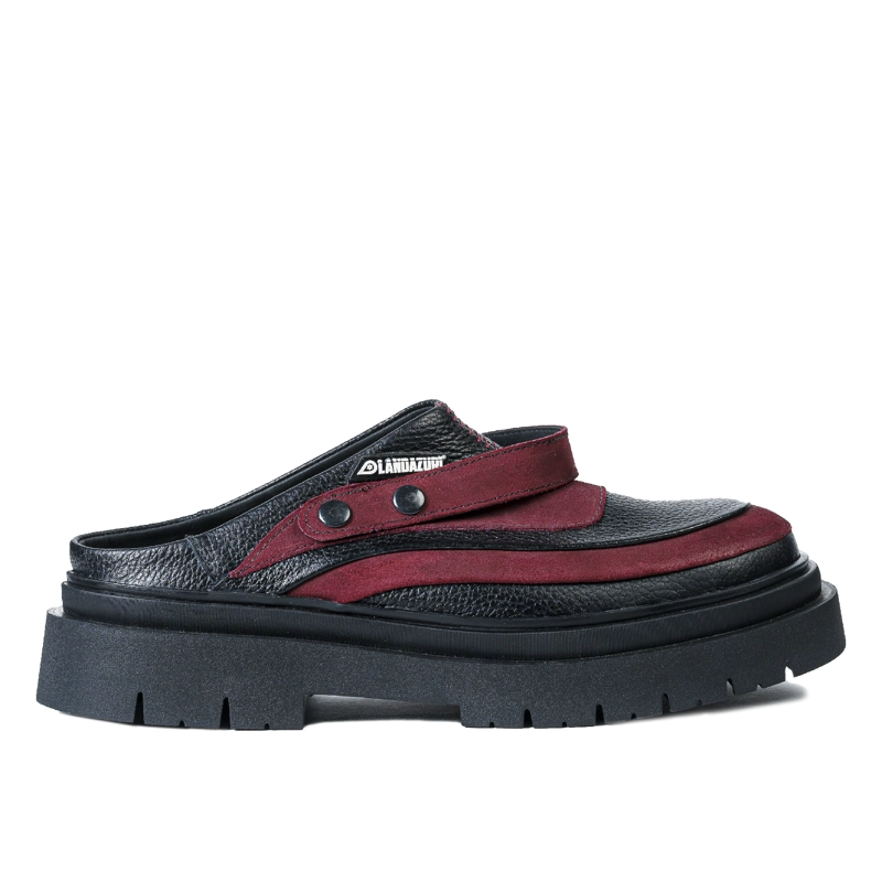 ZAPATO CUERO MULE ADRIATICO ROJO NEGRO LANDAZURI