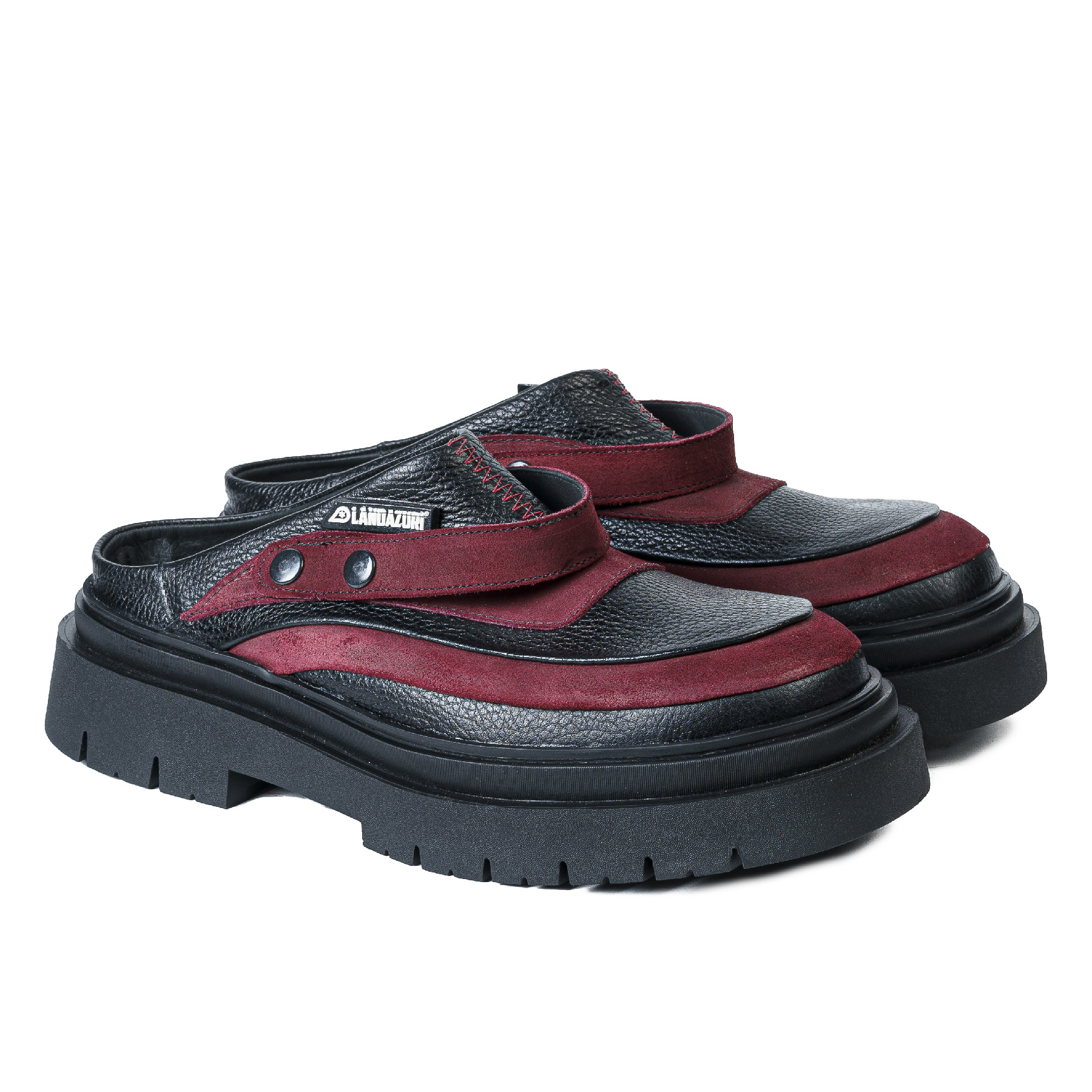 ZAPATO CUERO MULE ADRIATICO ROJO NEGRO LANDAZURI - 3