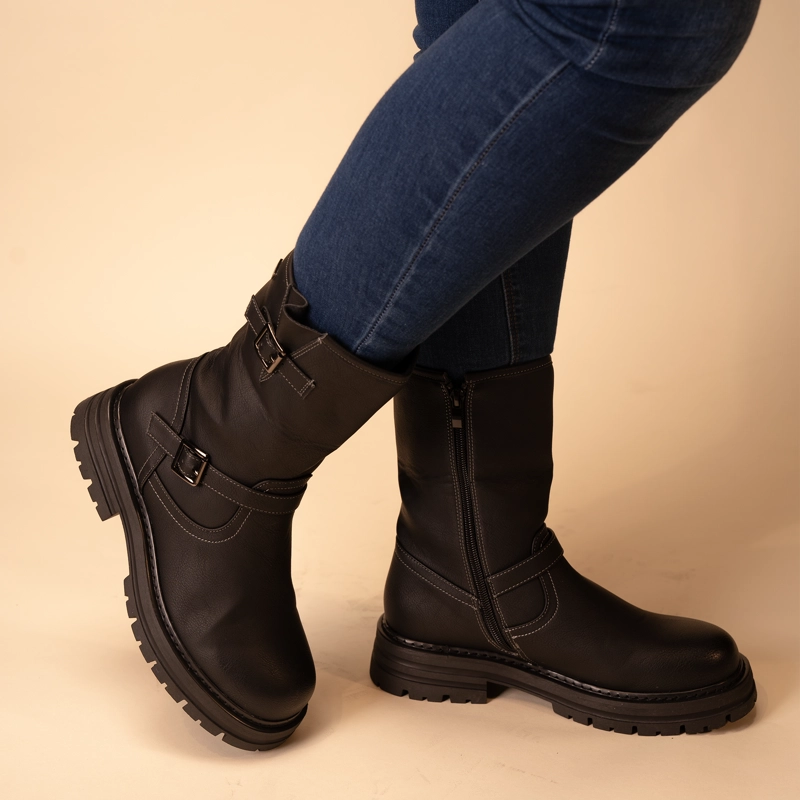 BOTAS MUJER CHINITOWN CUERO NEGRO AZAHAR - 2
