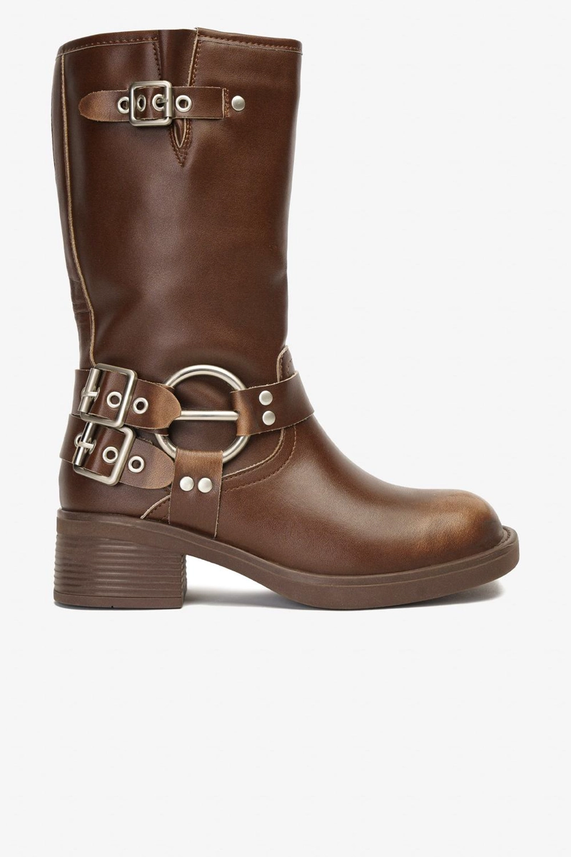 BOTAS MUJER THUNDER BLUE CUERO CAFÉ NELFA - 1