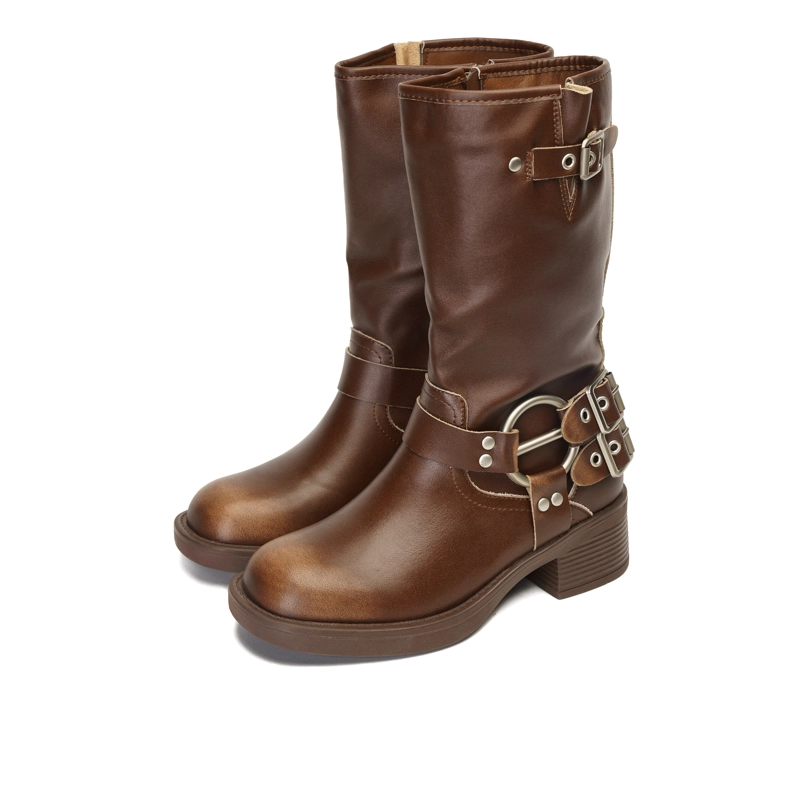 BOTAS MUJER THUNDER BLUE CUERO CAFÉ NELFA - 3