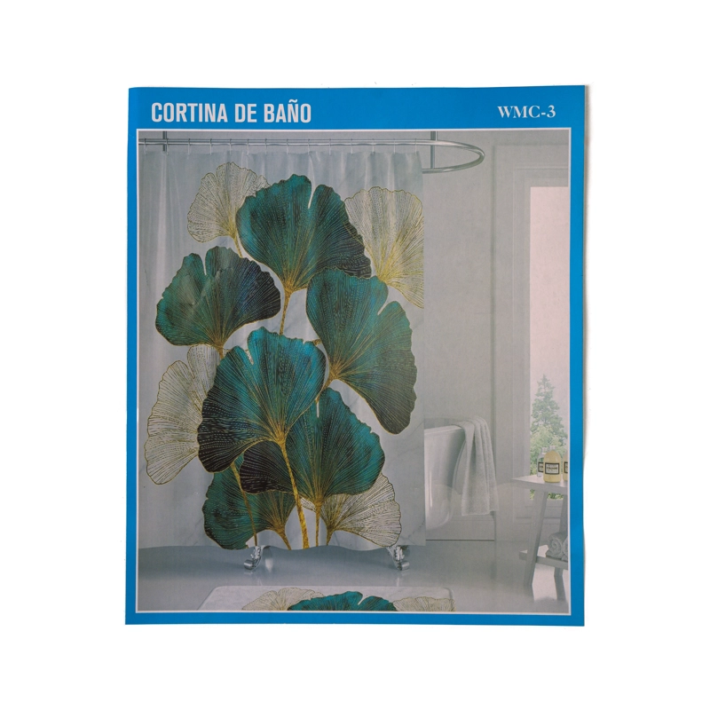 CORTINA DE DUCHA CON ARGOLLAS EN COLOR BLANCO ESTAMPADO CHINITOWN - 1