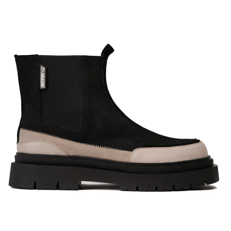 BOTIN CUERO GAFF II NEGRO BLANCO LANDAZURI - 1