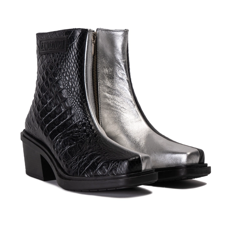 BOTIN CUERO HELA CAIMAN PLATA LANDAZURI - 3