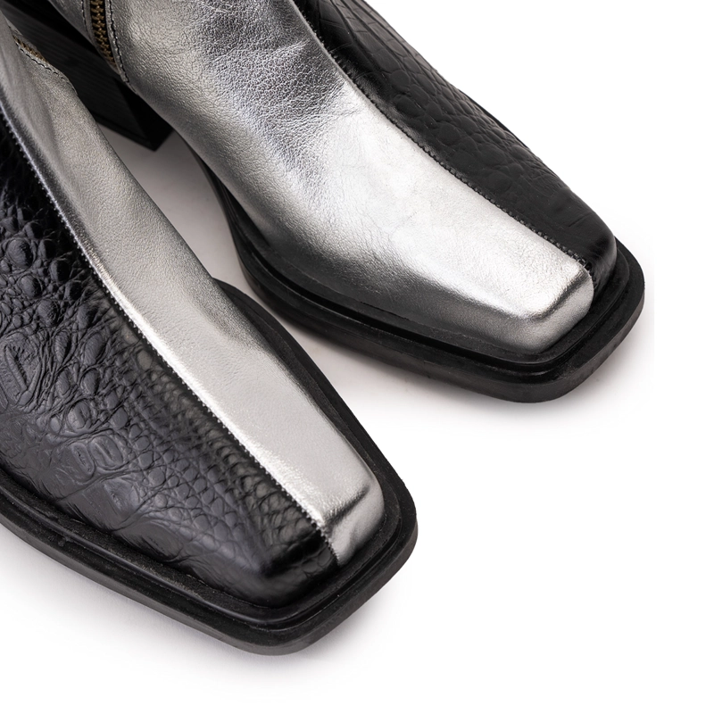 BOTIN CUERO HELA CAIMAN PLATA LANDAZURI - 6