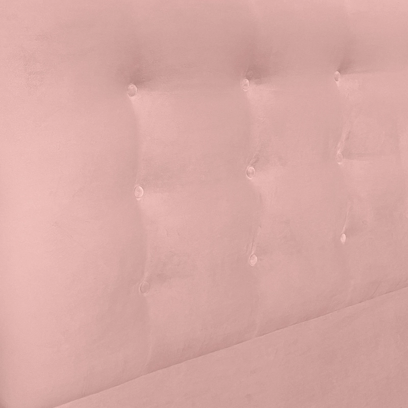 RESPALDO DE CAMA BOTONE  PREMIUM FELPA ROSADO CLARO - 2 PLAZAS - 3