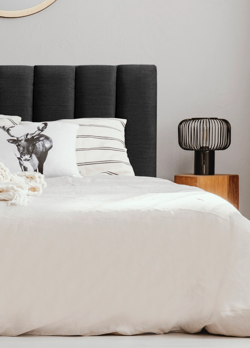 RESPALDO DE CAMA TUBULAR VERTICAL LINO GRAFITO - KING - 1