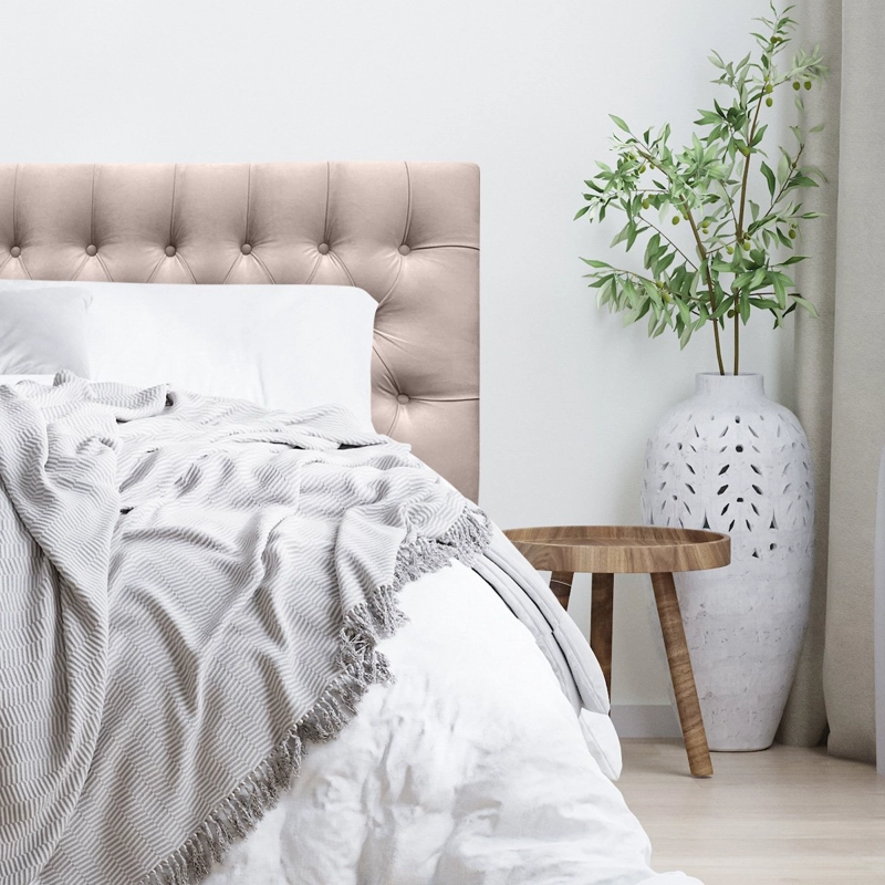 RESPALDO DE CAMA CAPITONE  PREMIUM FELPA BEIGE - KING - 1