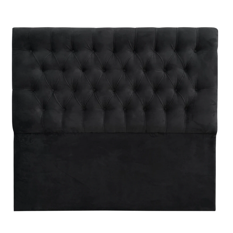 RESPALDO DE CAMA CAPITONE  PREMIUM FELPA NEGRO - 1 PLAZA - 2