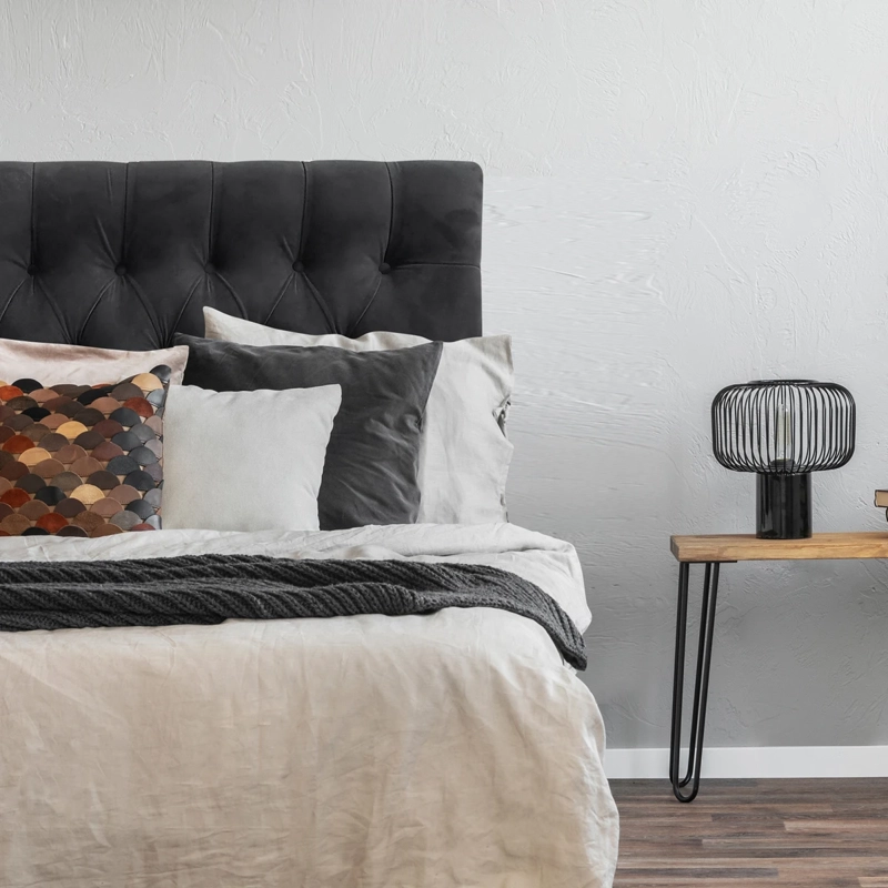 RESPALDO DE CAMA CAPITONE  PREMIUM FELPA NEGRO - SUPER KING - 1