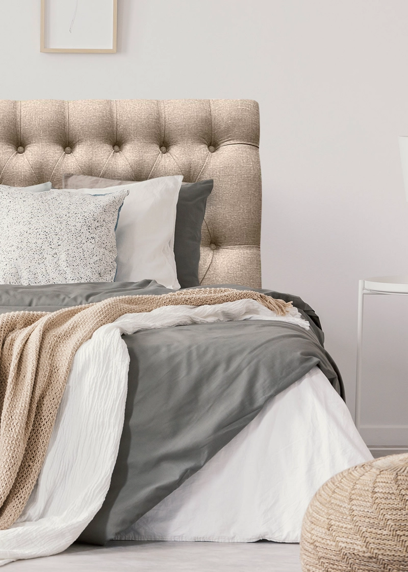RESPALDO DE CAMA CAPITONE  PREMIUM LINO BEIGE - KING - 1