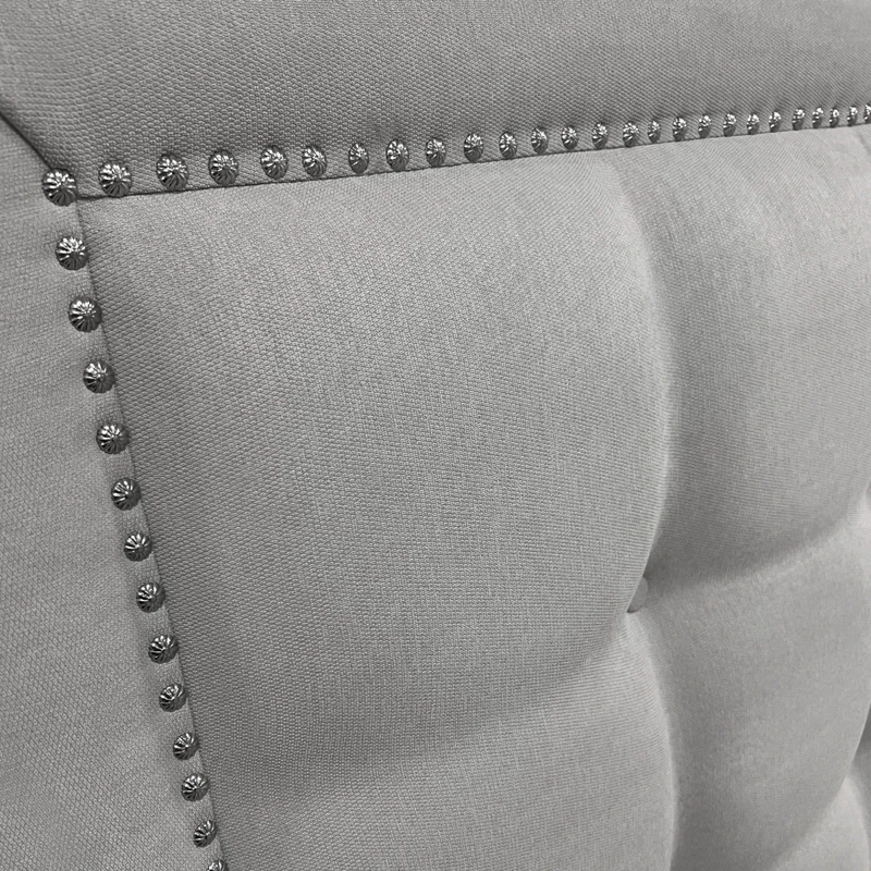 RESPALDO DE CAMA BOTONE  FRAME TACHAS LINO GRIS PLATA - 2 PLAZAS - 3