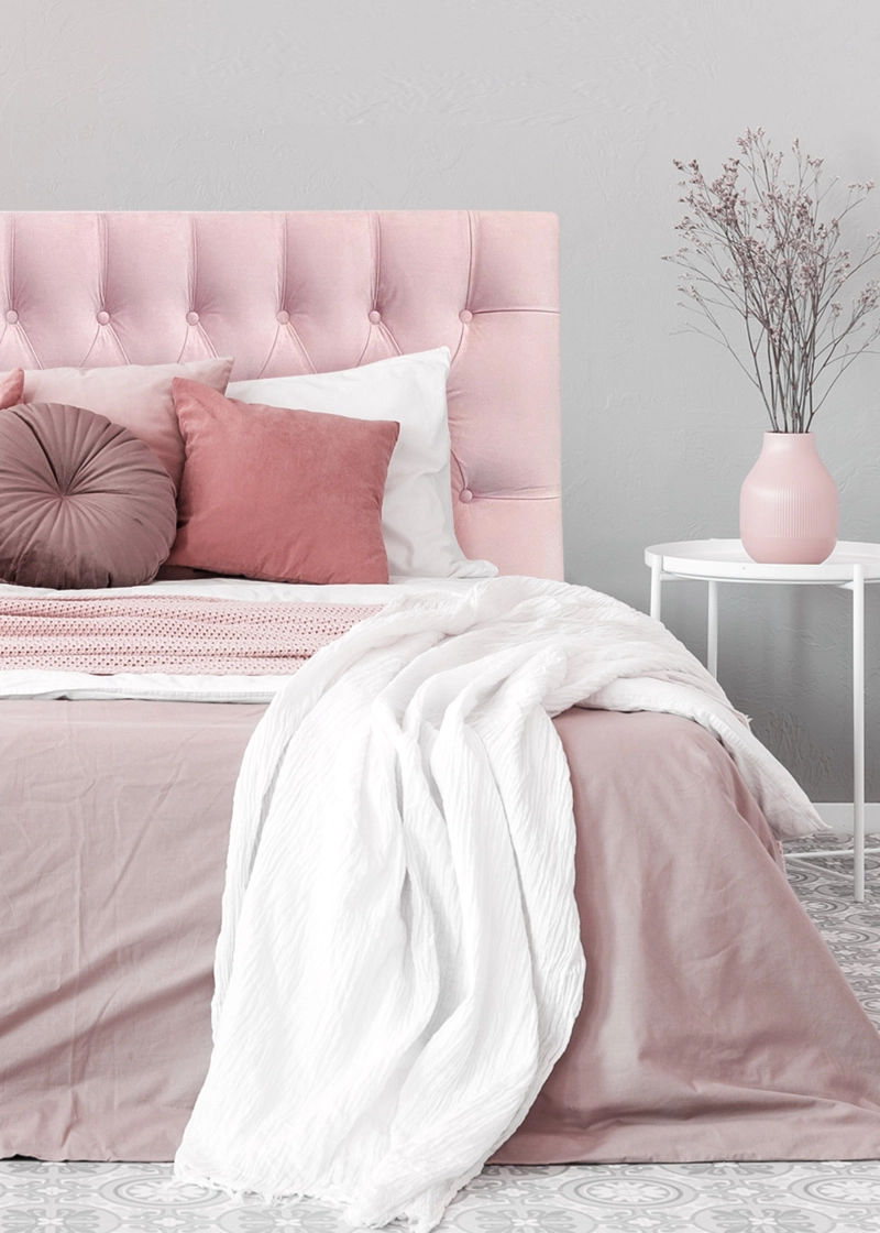 RESPALDO DE CAMA CAPITONE  PREMIUM FELPA ROSADO CLARO - KING - 1