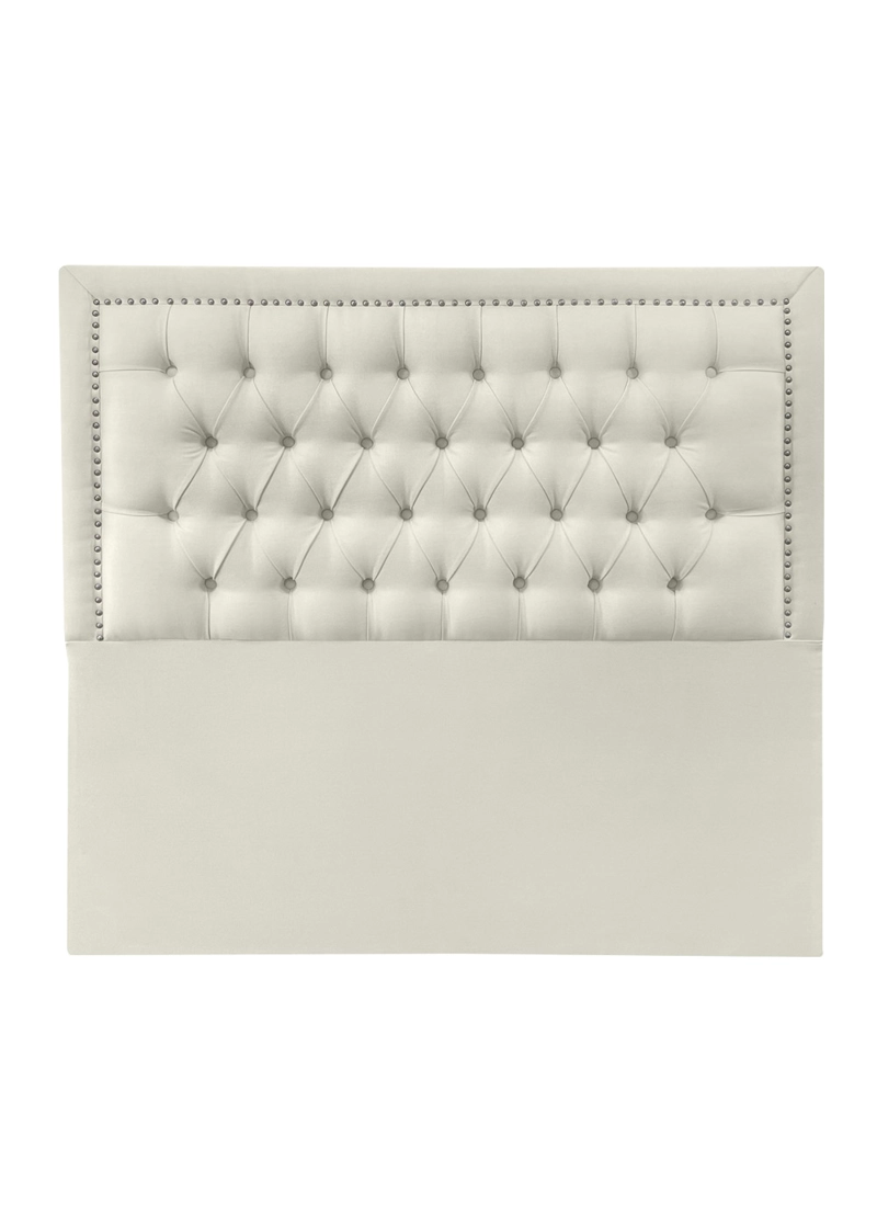 RESPALDO DE CAMA CAPITONE  FRAME TACHAS LINO CRUDO - 1 PLAZA - 2