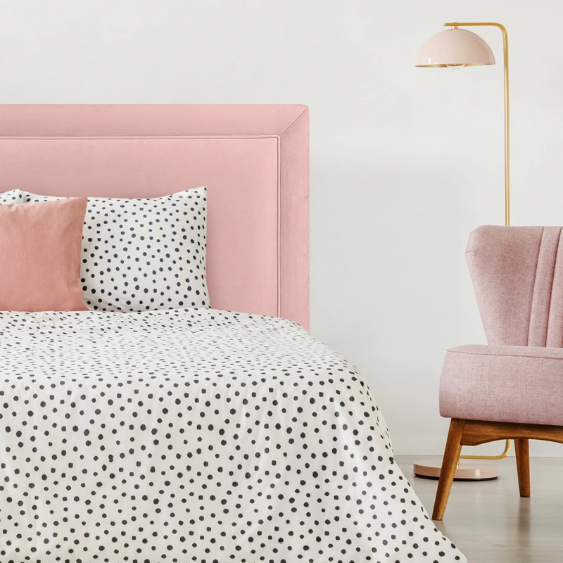 RESPALDO DE CAMA FLAT FRAME VIVO FELPA ROSADO CLARO - KING - 1