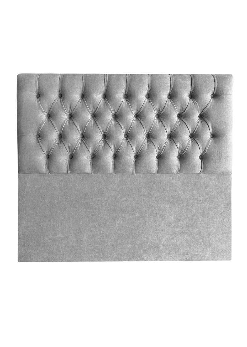 RESPALDO DE CAMA CAPITONE  PREMIUM LINO GRIS PLATA - 1 PLAZA - 2