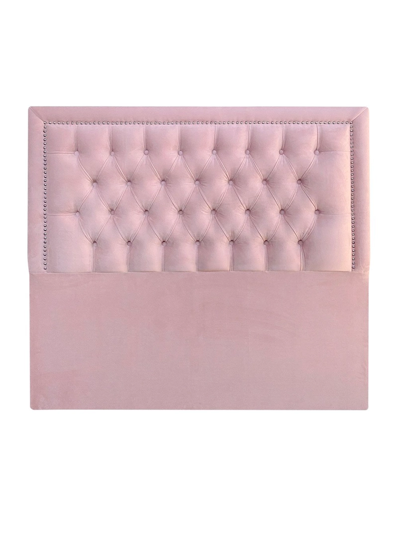 RESPALDO DE CAMA CAPITONE  FRAME TACHAS FELPA ROSADO CLARO - 1 PLAZA - 2