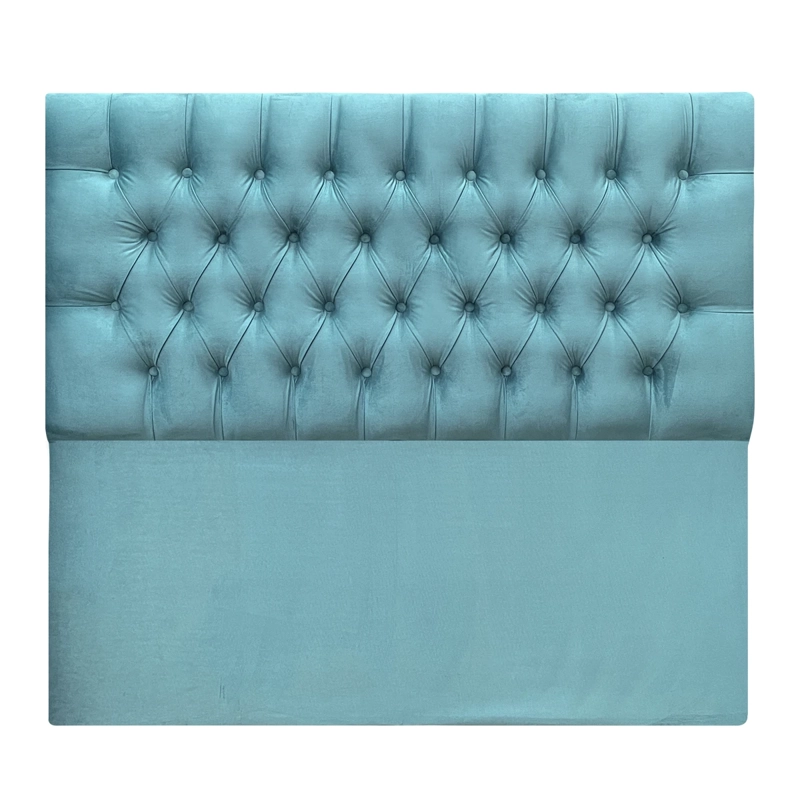 RESPALDO DE CAMA CAPITONE  PREMIUM FELPA TURQUESA - 1 PLAZA - 2