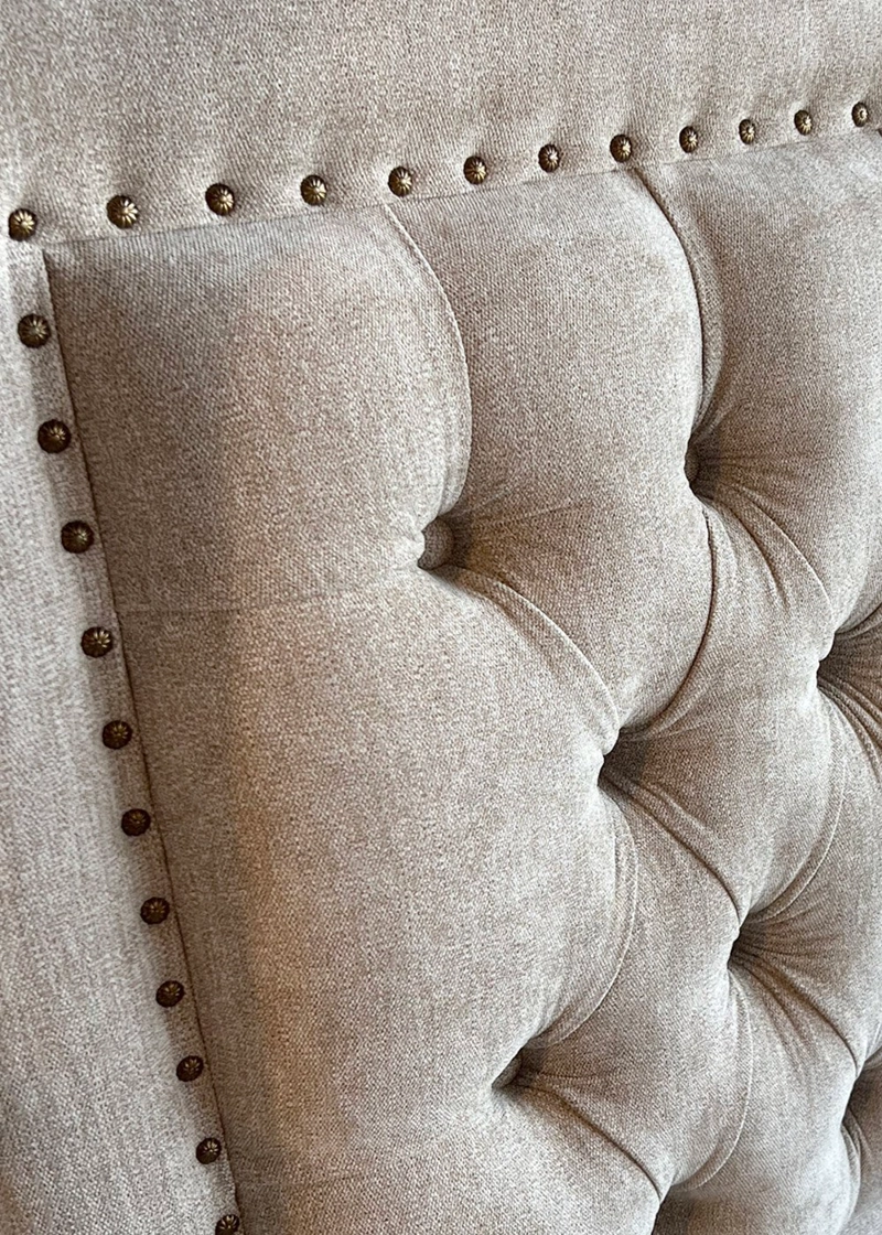 RESPALDO DE CAMA CAPITONE  FRAME TACHAS LINO BEIGE - SUPER KING - 3