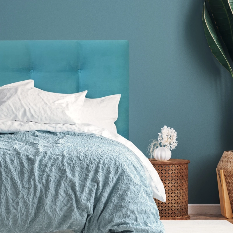 RESPALDO DE CAMA BOTONE  PREMIUM FELPA TURQUESA - 1 PLAZA - 1