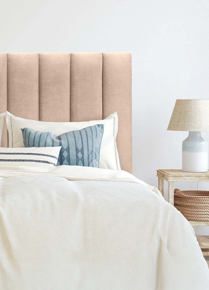 RESPALDO DE CAMA TUBULAR VERTICAL FELPA BEIGE - KING - 1